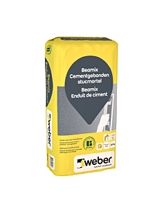 Weber Beamix cementgebonden stucmortel lichtgrijs 20 kg